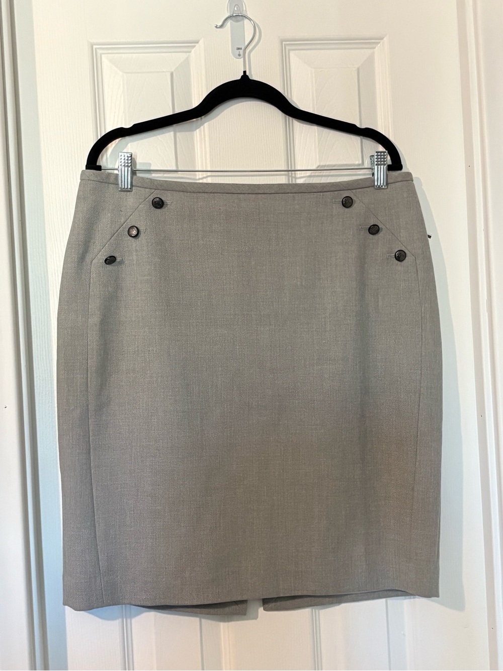 White House Black Market Gray Button Detail Pencil Skirt Size 12